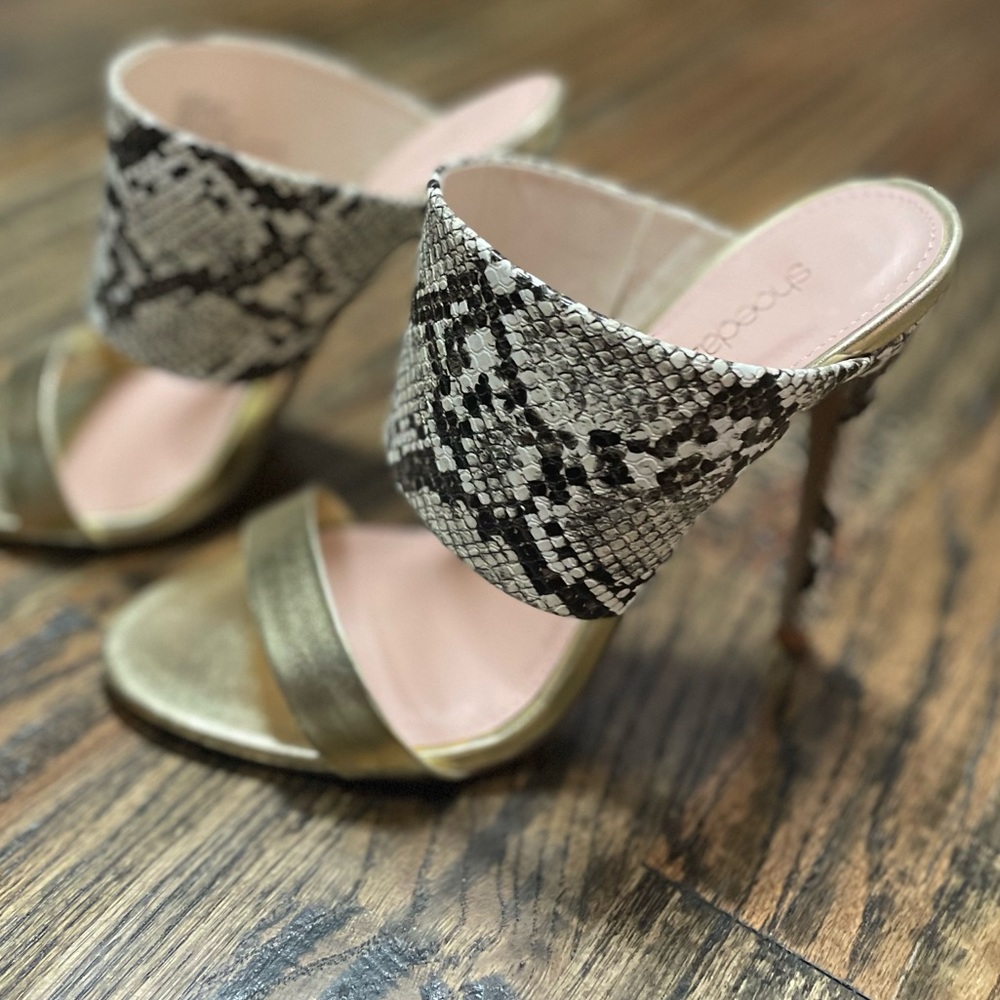 Snake Print & Gold Heels size 8